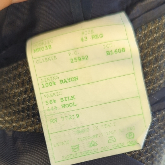 01397 Men's Pronto Uomo Firenze Silk Wool Blazer Gray 43R tweed preppy business - Picture 8 of 9